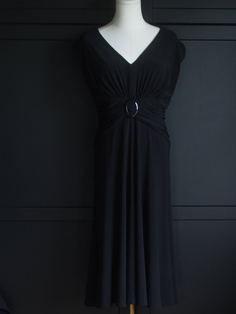 Chaps by Ralph Lauren | Sleeveless Pleated Ring-Detail Jersey Dress